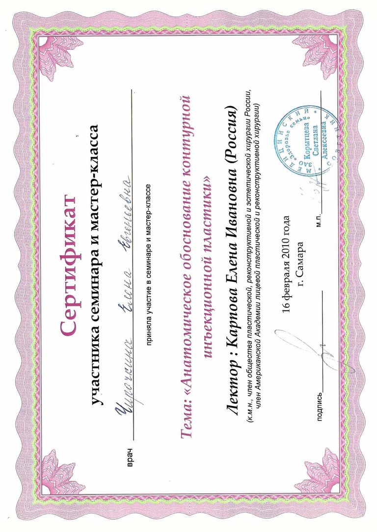 Чирочкина Елена Евгеньевна – диплом