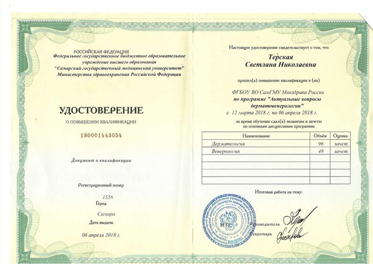 Терская Светлана Николаевна – диплом