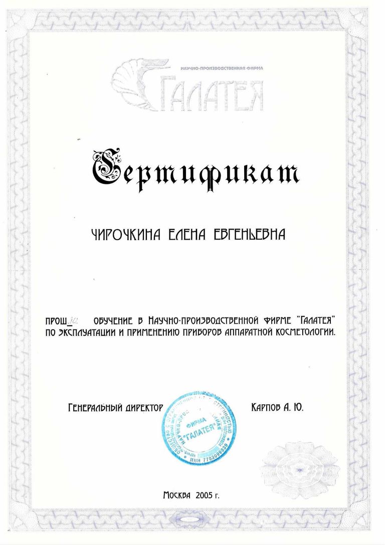 Чирочкина Елена Евгеньевна – диплом